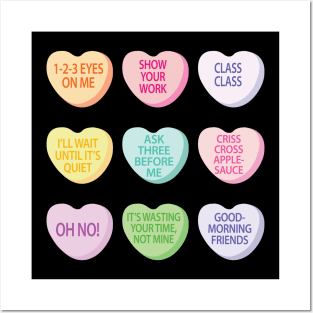 Funny Teacher Valentines Day Conversation Heart School Posters and Art